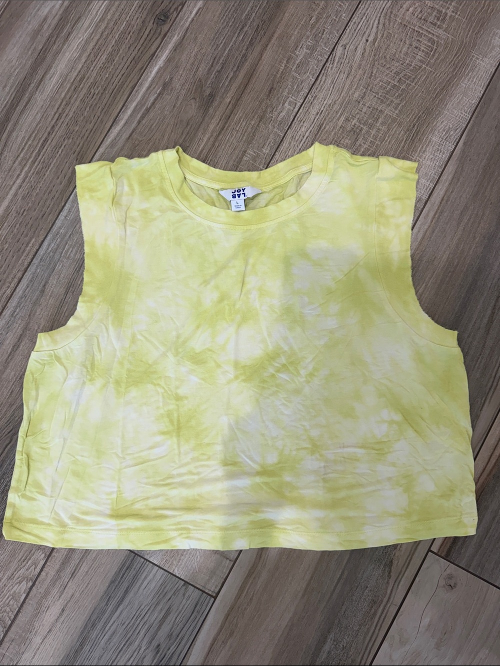 JoyLab super soft Yellow Tie-Dye Cropped Muscle Tank